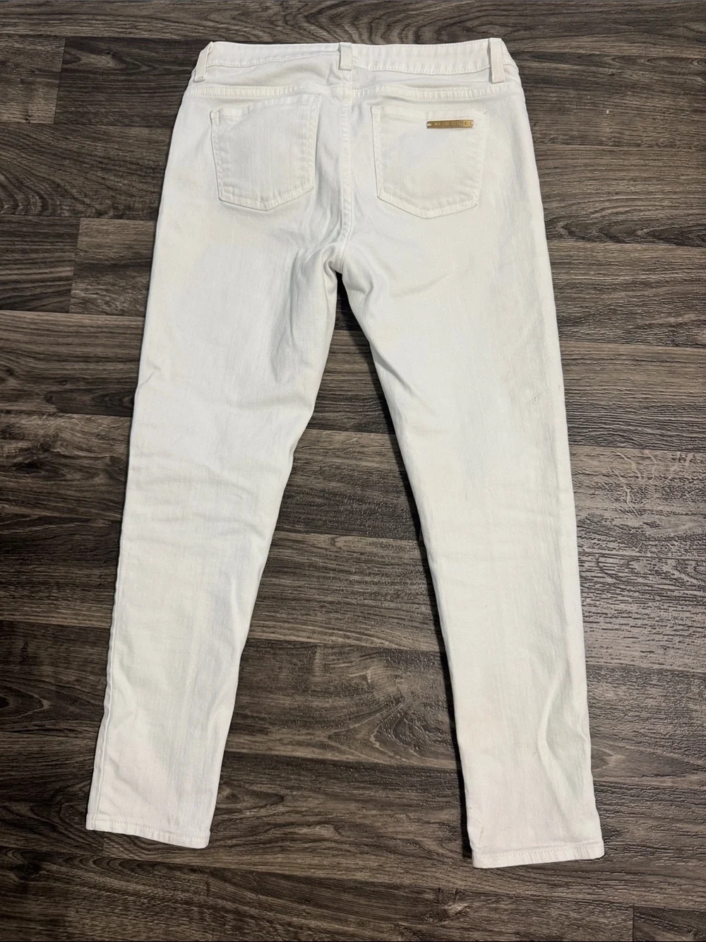 Michael Kors White Skinny Jeans for Women with Gold Accents